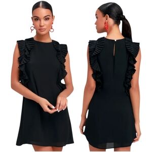 Lulus We‎ Got The Pleat Black Sleeveless Shift Mini Dress Size Medium NEW